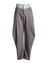 Double Plaid Patchwork High Waist Pants