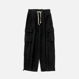 Flattering Corduroy Elastic Waist Cargo Sweatpants