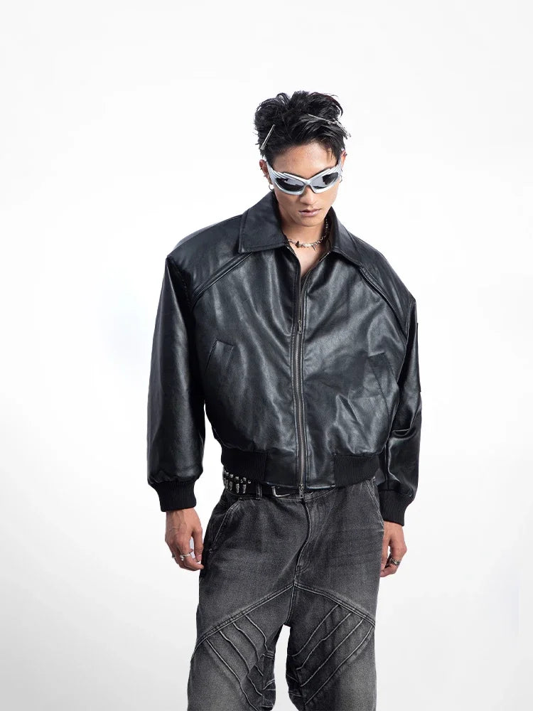 Men's Stylish Zipper Faux Leather Jacket