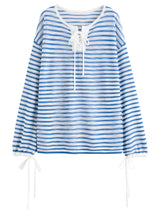 Elegant Striped French Holiday Long-Sleeved T-Shirt