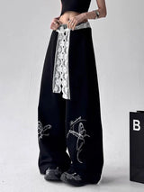 Y2K Vintage Butterfly Cool Lace Patchwork Sweatpants
