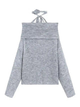 Eleganter schulterfreier Strickpullover für Damen