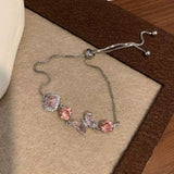 Exquisite Colorful Zircon Heart Butterfly Bracelet