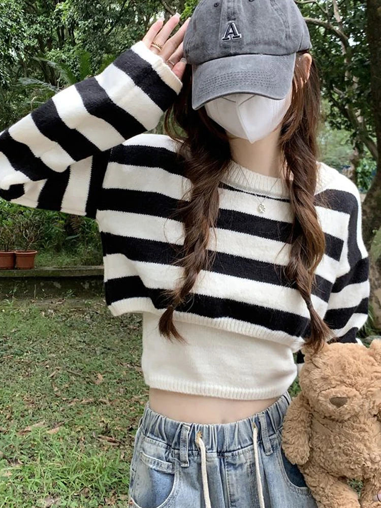Vintage Cropped Striped Sweater