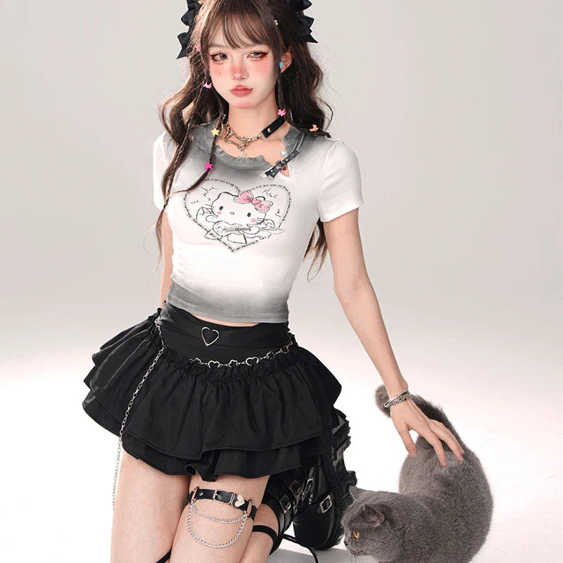 Ensemble jupe et haut Y2K Kitty Underground