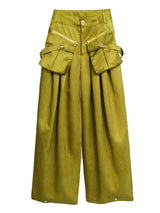 Tiny Yellow Patchwork High Waist Wide Pants