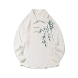 Chemise décontractée à broderies florales oversize