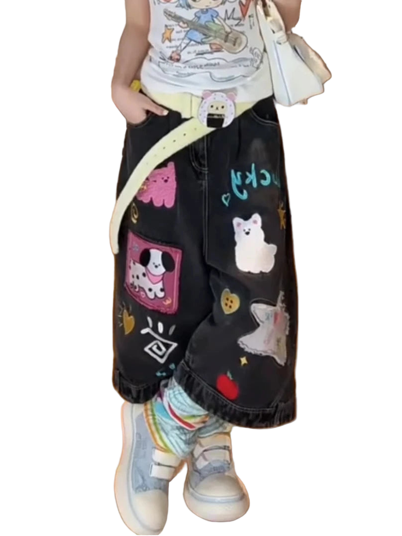 '90s Kid' Baggy Patchwork Shorts