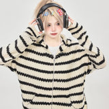 Striped Print Long Sleeve Hooded T-Shirt