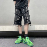 Mens Gothic Ripped Black Denim Jorts