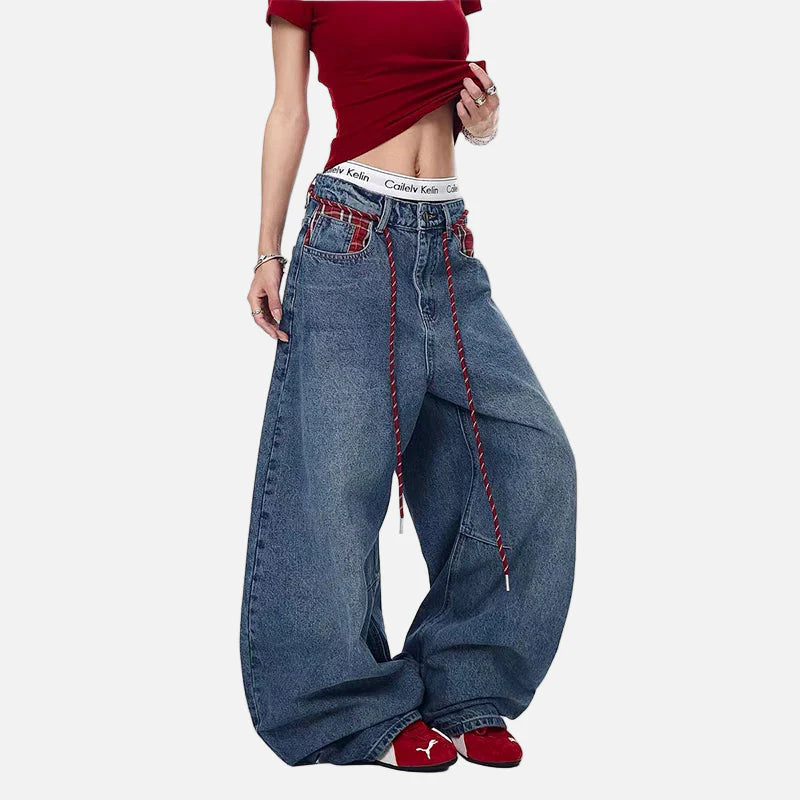 Damen Isolierte Streetwear Baggy Wide Leg Jeans