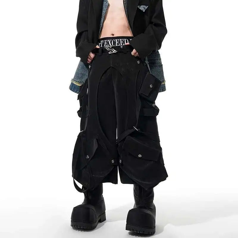 High Street Stylish Patchwork Straight Baggy Jorts