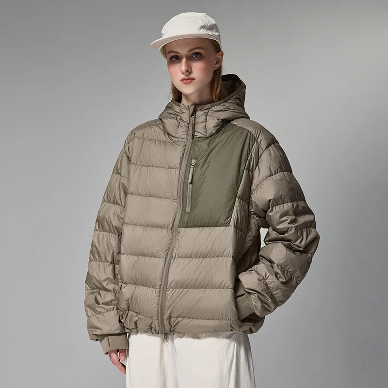 Patchwork Hooded Puffer Jacket