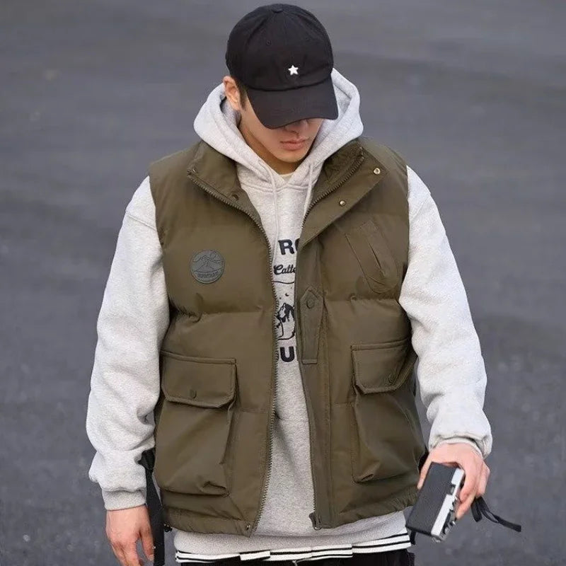 일본 트렌드 두툼한 겨울 코튼 조끼