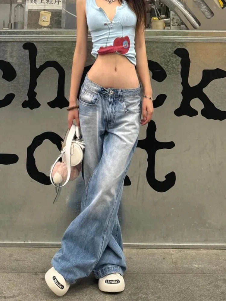 Y2K 일본 빈티지 아메리칸 로우진