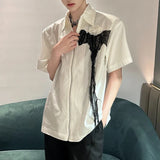 Chemise à manches courtes en maille rose avec fermeture éclair