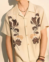 Chemise imprimée élégante à manches courtes et coupe ample
