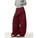 Y2k Vintage Red High-Waisted Wide-Leg Jeans