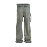 Used-Look Vintage Baggy Jeans mit Tintenflecken