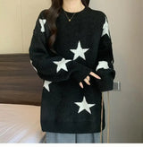 Women Retro Stars Vintage Patchwork Sweater