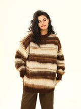 Retro-Strickpullover mit Streifen in passenden Farben