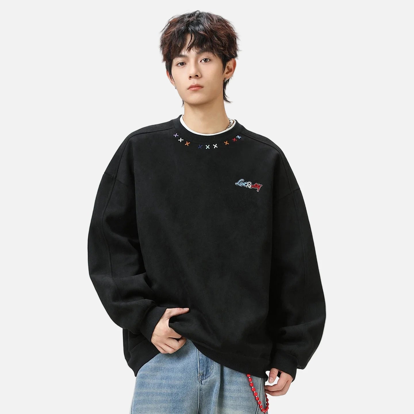 High-Quality Y2K Suede Crewneck Sweatshirt