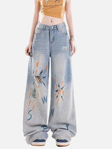 Streetwear-Jeans mit Rissen, hohem Bund und weitem Bein