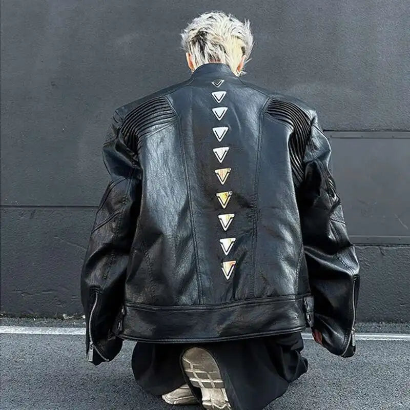 Metallic Deconstruction Darkwear Leather Jacket