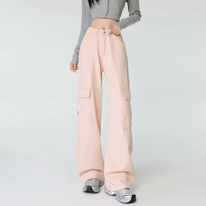 Pinke Safari-Hose mit hohem Bund