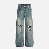 Streetwear Bamboo Joint Ripped Loose Jeans