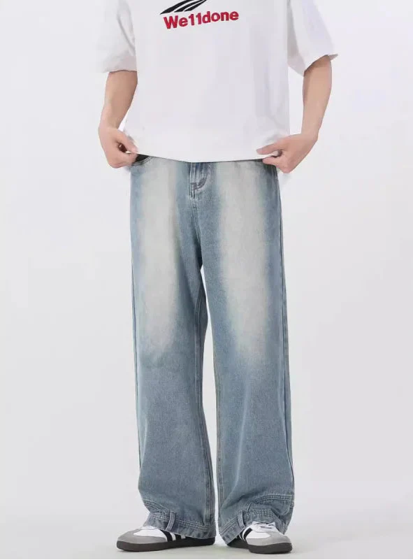 Jean décontracté bleu oversize chic à jambes larges