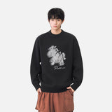 Abstract Unicorn Pattern Knitted Crew Neck Sweater