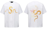 Y2K Python Flower Graphic Printed Cotton T-Shirt