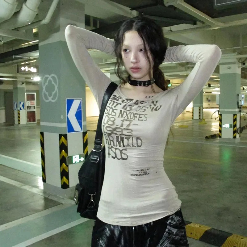 Y2K Soft Girl Latitude Graphic T-Shirt