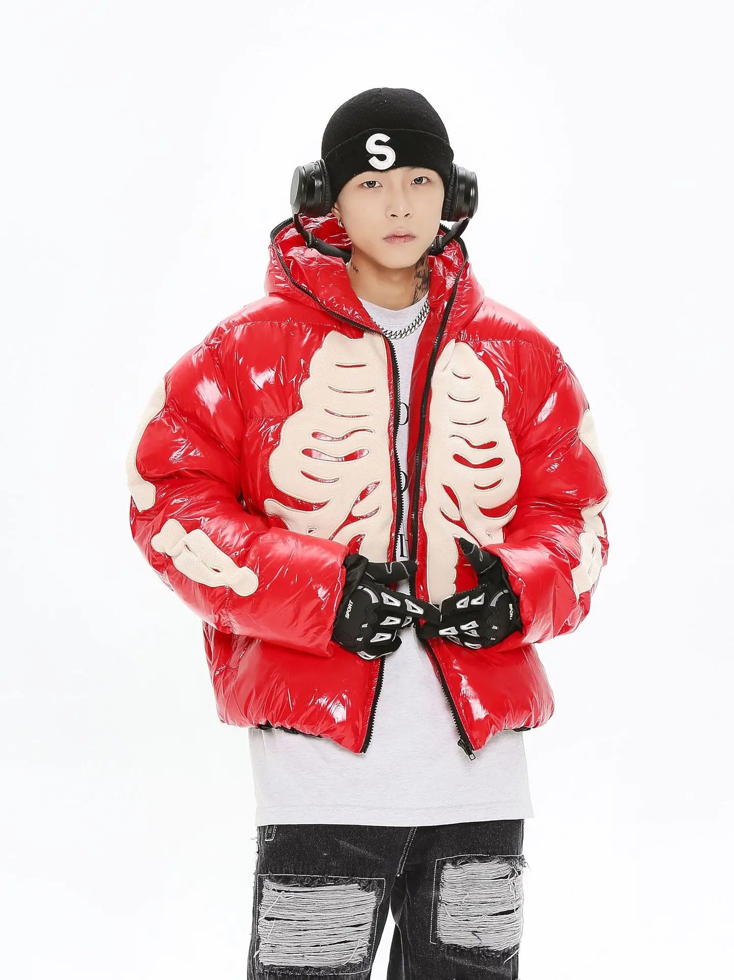 Y2K Skeleton Streetwear Parka Puffer Jacket