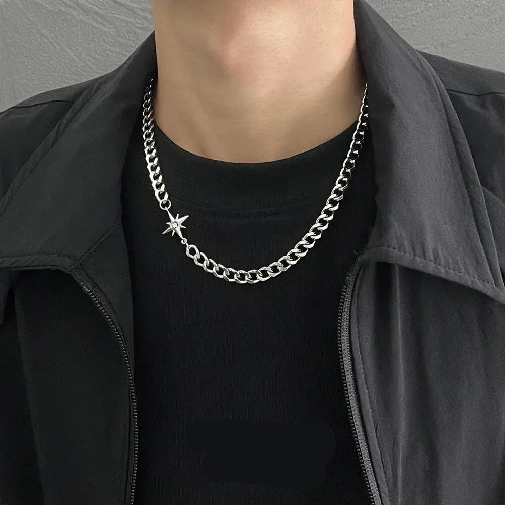 쿠반 링크 티타늄 스틸 체인 목걸이