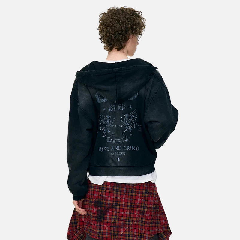 Stylish Gothic Tie-Dyed Hooded Sweatshirt