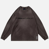 Japanese Style Letter Print Distressed Sweatshirt