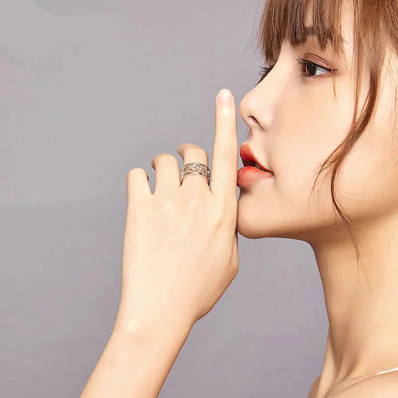여성용 스털링 실버 조절식 생명의 나무 쿨 반지