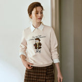 Y2K Embroidered French Style O-Neck Sweatshirt