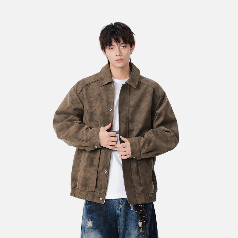 Winter Stylish Distressed Button-Up Leather Jacket