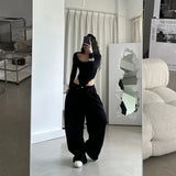 Vintage-Jogginghose mit Streifen und weitem Bein