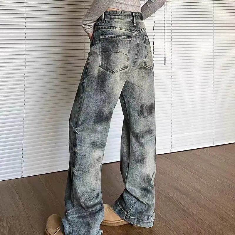 Streetwear-Style Retro Vintage Straight Leg Jeans