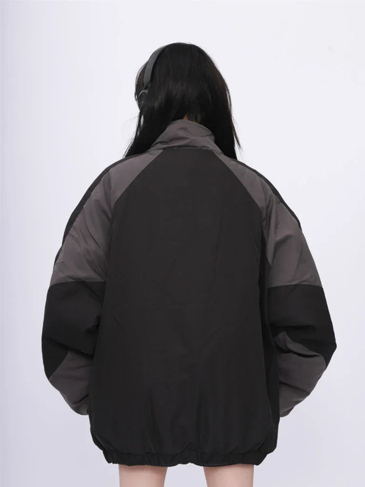 Veste coupe-vent patchwork streetwear oversize à l'énergie débordante