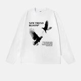 Langarm-T-Shirt im amerikanischen Stil mit Taubenmuster