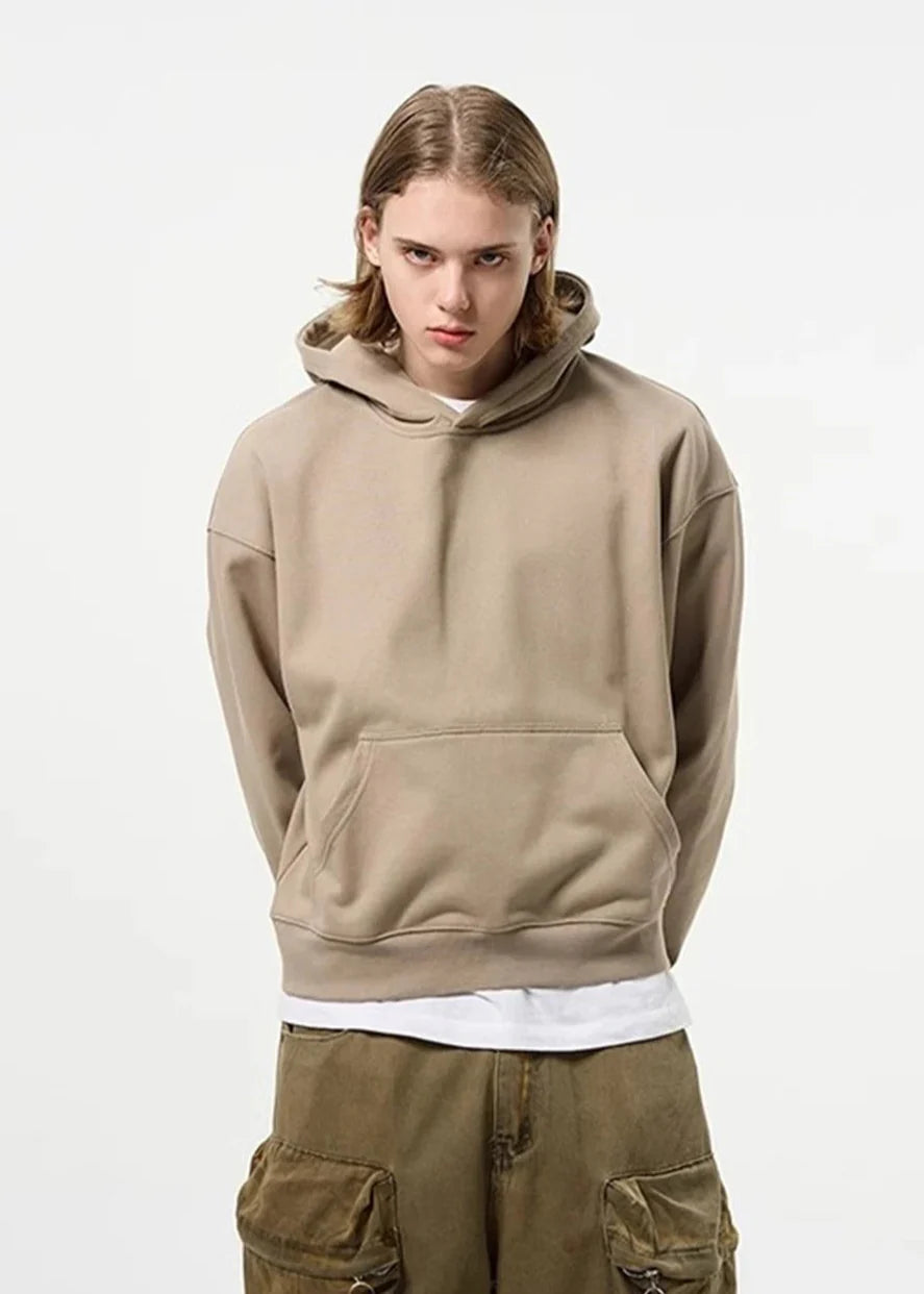 Streetwear Cozy Loose Fit Solid Color Hoodie