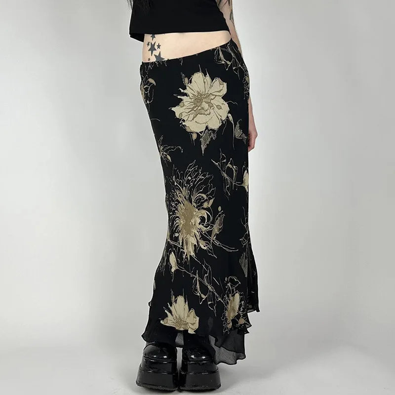 Gothic Dark Aesthetic Mesh Skirt
