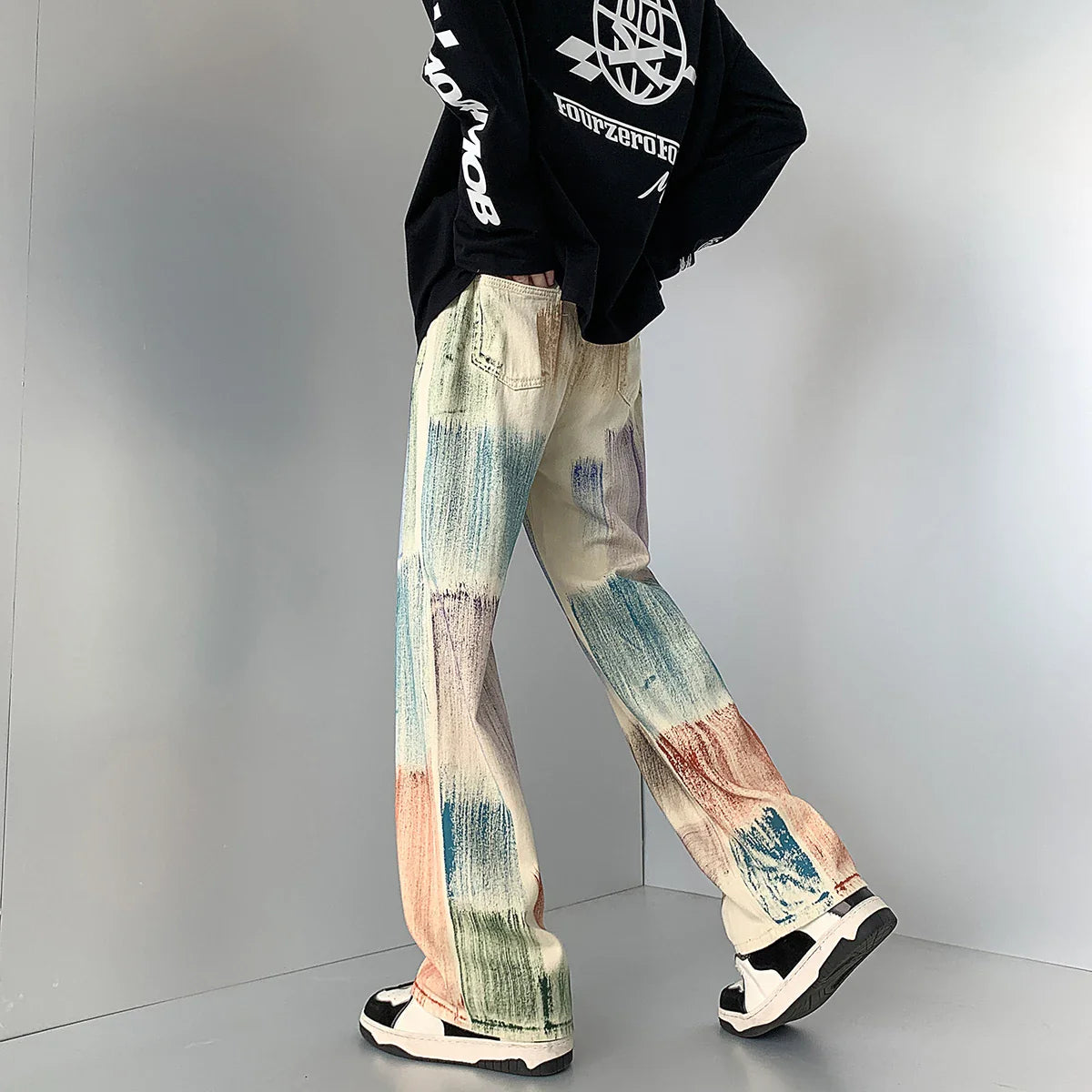 Colorful Graffiti Tie Dye Loose Jeans