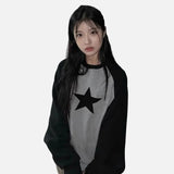 ゴシック オーバーサイズ コントラストカラー 長袖Tシャツ