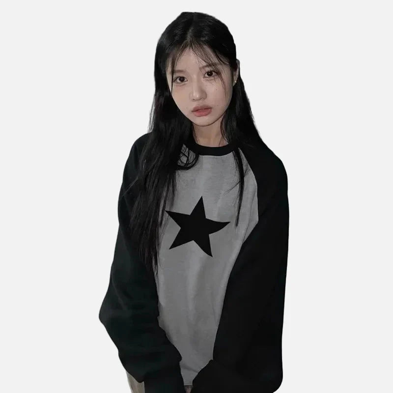 ゴシック オーバーサイズ コントラストカラー 長袖Tシャツ